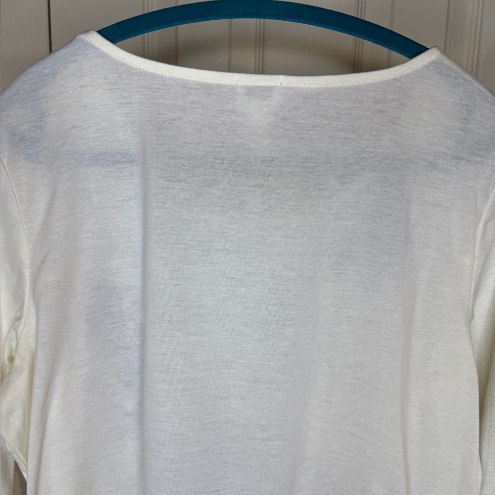 Chico’s 3/4 sleeve White and Purple Paisley Top women size large - Picture 9 of 9